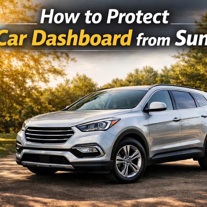 A modern SUV parked under direct sunlight, highlighting the importance of how to protect car dashboard from sun