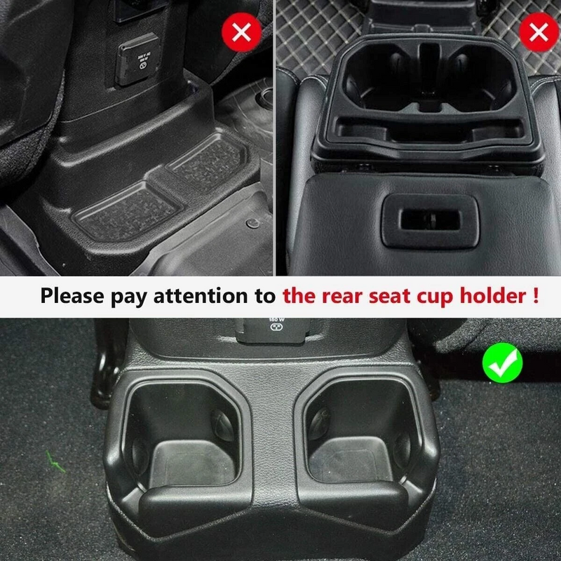 Rear Cup Holder Insert Coaster Trim Set for 2018-2023 Wrangler JL JLU & 2020-2023 Gladiator JT
