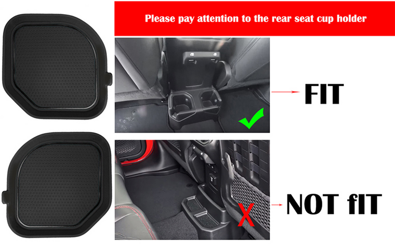 Rear Cup Holder Insert Coaster Trim Set for 2018-2023 Wrangler JL JLU & 2020-2023 Gladiator JT
