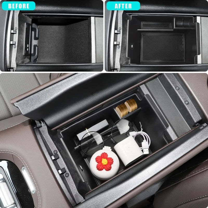 Car Center Console Organizer with Mats for Mercedes Benz GLE GLS