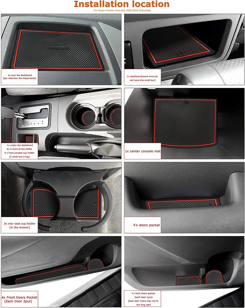 Car interior anti slip mats insert for Nissan Frontier Crew Cab 2005-2019