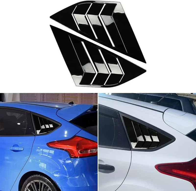 Glossy black car rear side Window Louvers for Ford Focus ST RS MK3 Hatchback 2012 2013 2014 2015 2016 2017 2018