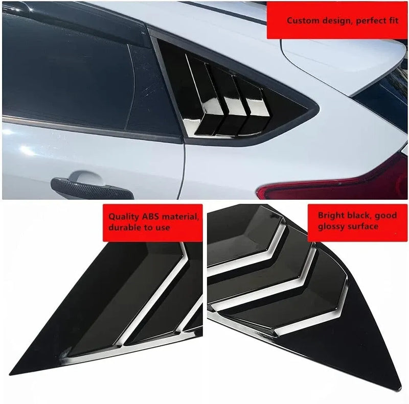 Glossy black car rear side Window Louvers for Ford Focus ST RS MK3 Hatchback 2012 2013 2014 2015 2016 2017 2018