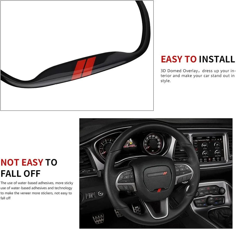 Car Steering Wheel Cover Trim Black for Dodge Challenger 2015-2023