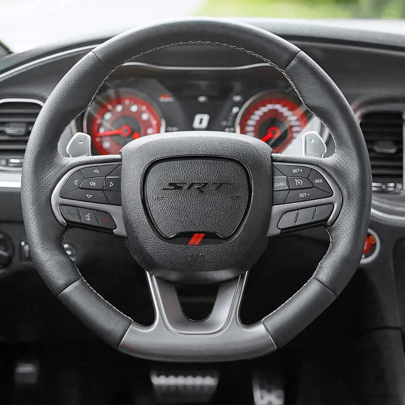 Car Steering Wheel Cover Trim Black for Dodge Challenger 2015-2023