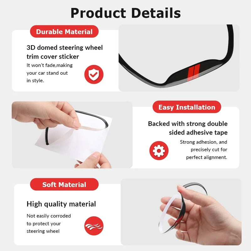 Car Steering Wheel Cover Trim Black for Dodge Challenger 2015-2023