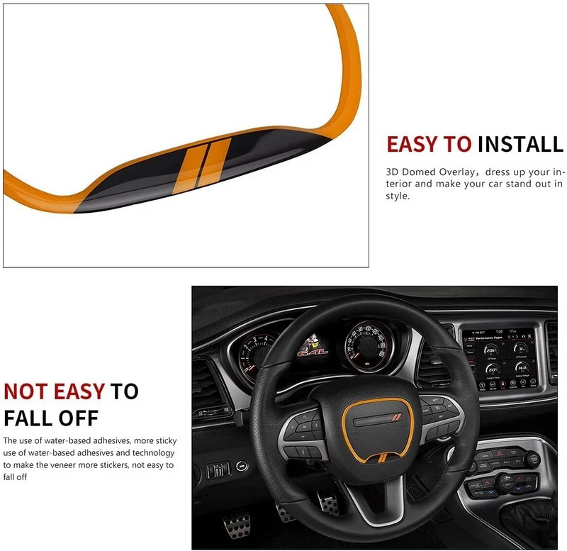 Orange Car Steering Wheel Decorative Cover for Dodge Charger and Dodge Challenger