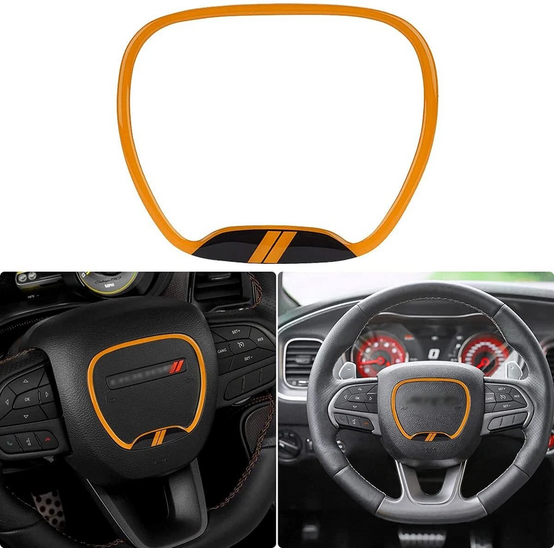 Orange Car Steering Wheel Decorative Cover for Dodge Charger and Dodge Challenger
