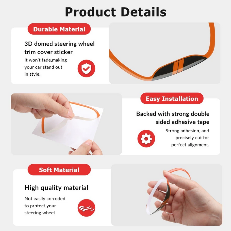 Orange Car Steering Wheel Decorative Cover for Dodge Charger and Dodge Challenger