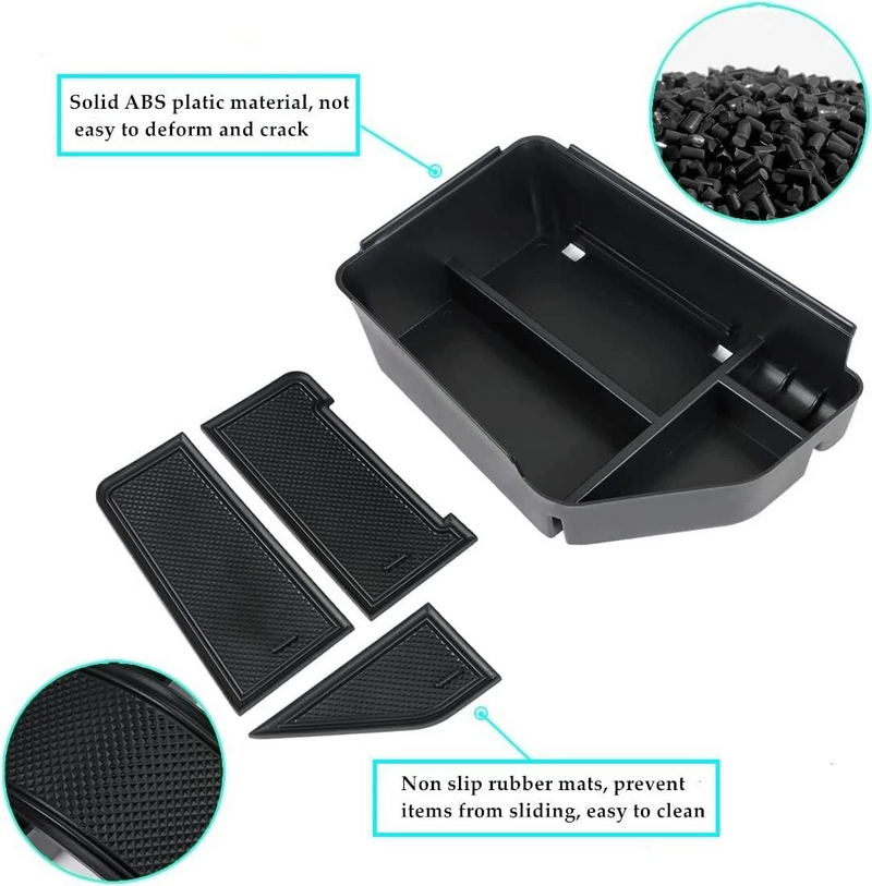 Kia EV6 console tray set made of ABS plastic with detachable textured rubber anti slip mats