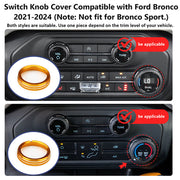 AC audio knob switch covers for Ford Bronco made of aviation-grade aluminum interior trim
