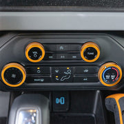 AC audio knob switch covers for Ford Bronco made of aviation-grade aluminum interior trim