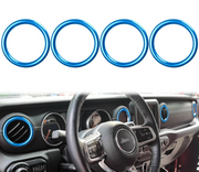 Aluminum Alloy air conditioner vent ring cover set for Jeep Wrangler JL and Gladiator JT