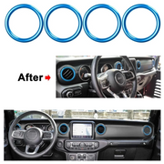Aluminum Alloy air conditioner vent ring cover set for Jeep Wrangler JL and Gladiator JT