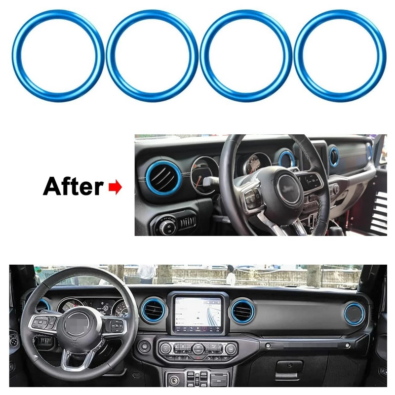 Aluminum Alloy air conditioner vent ring cover set for Jeep Wrangler JL and Gladiator JT