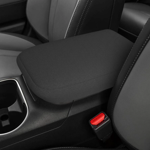 Neoprene center armrest cover mounted on Subaru Outback Legacy center console