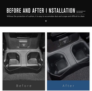 Before and after comparison of rear silicone cup holder coasters
