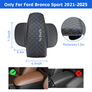 PU leather armrest cover installed on Ford Bronco Sport center console 2021–2025