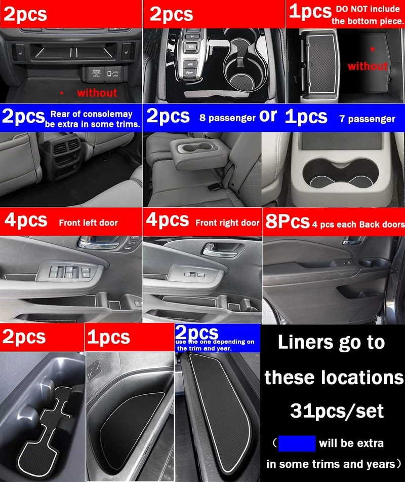 car door slot mats for Honda Pilot