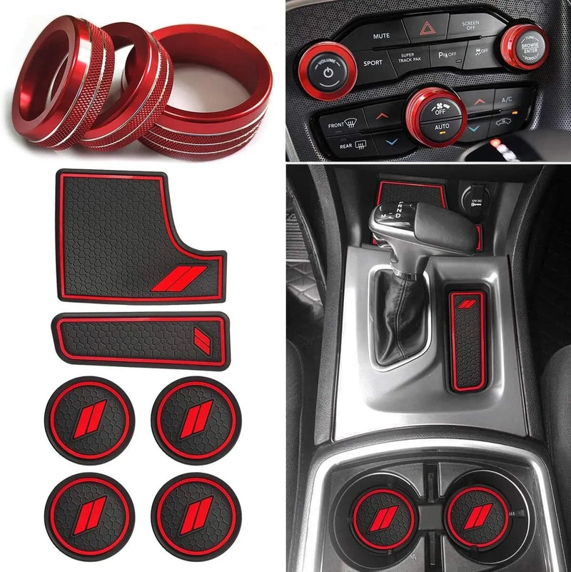 Car anti dust mats & switch knob decorative covers for Dodge Charger 2015-2023