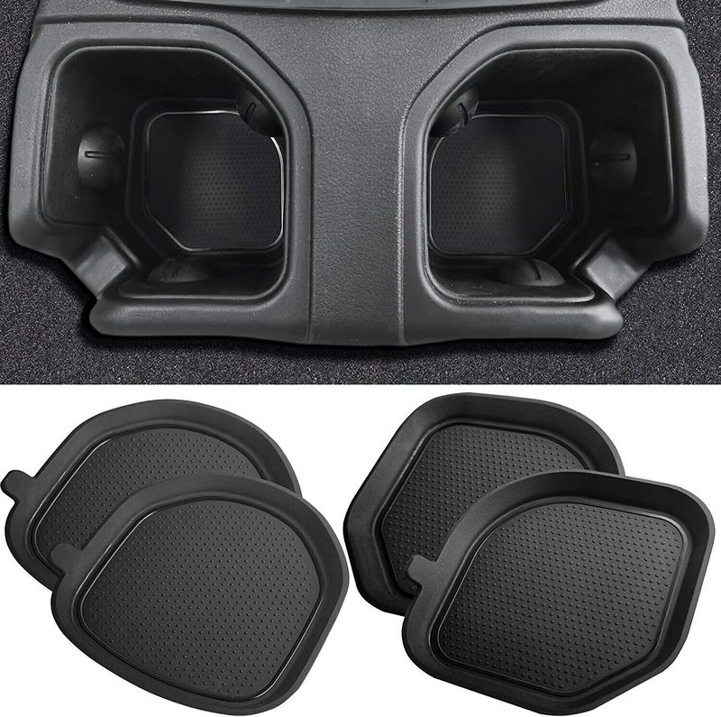4pcs black silicone rear cup holder inserts for Jeep Wrangler JL Gladiator JT