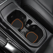 Raised edge cup holder inserts coasters with pull tab for Jeep Wrangler and Gladiator