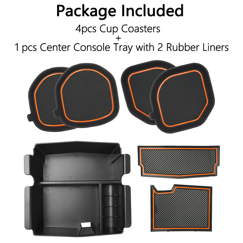 Cup holder inserts coasters and center console organizer set for Jeep Wrangler JL JLU and Gladiator JT