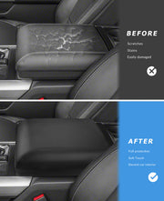 Ford F150 center console armrest protector showing resistance against scratches, dirt, and spills, protecting original armrest surface