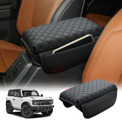 Ford Bronco center console armrest cover 2021–2024 PU leather with memory foam