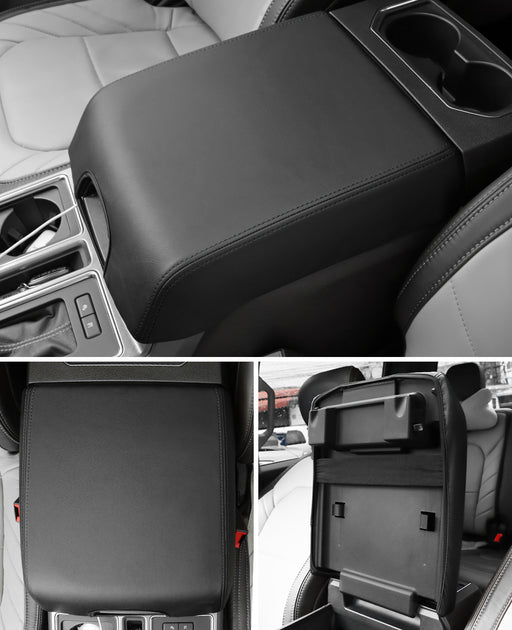 Installed armrest cover for Ford F150 center console armrest 2015-2020