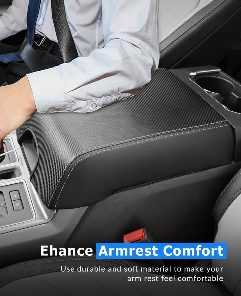 Interior view of Ford F150 with center console armrest cover installed