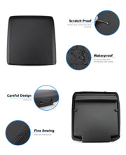 Close-up of leather armrest cover for Ford F150 with black stitching, showing soft texture and durable material for console protection