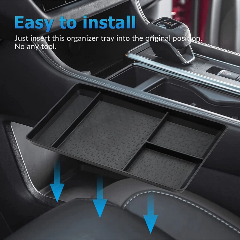 Easy installation demonstration for Nissan Pathfinder lower storage tray, no tools required