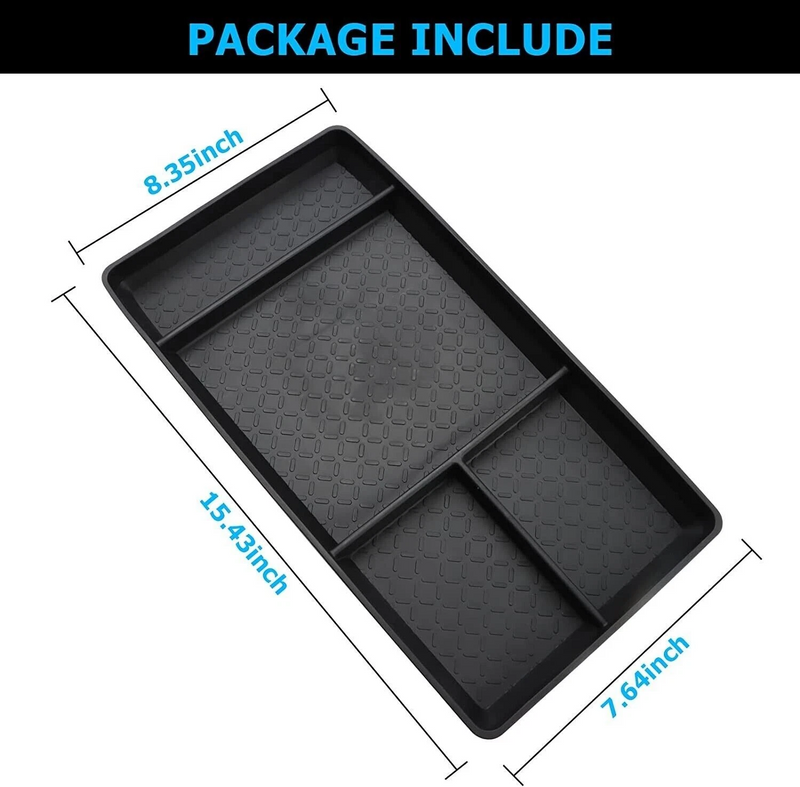 Overall dimension measurement drawing of Nissan Pathfinder lower center console tray