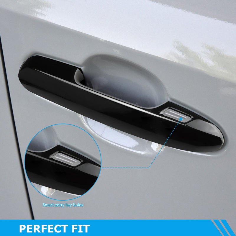 Close-up view of reserved smart entry sensor cutout on Toyota door handle cover