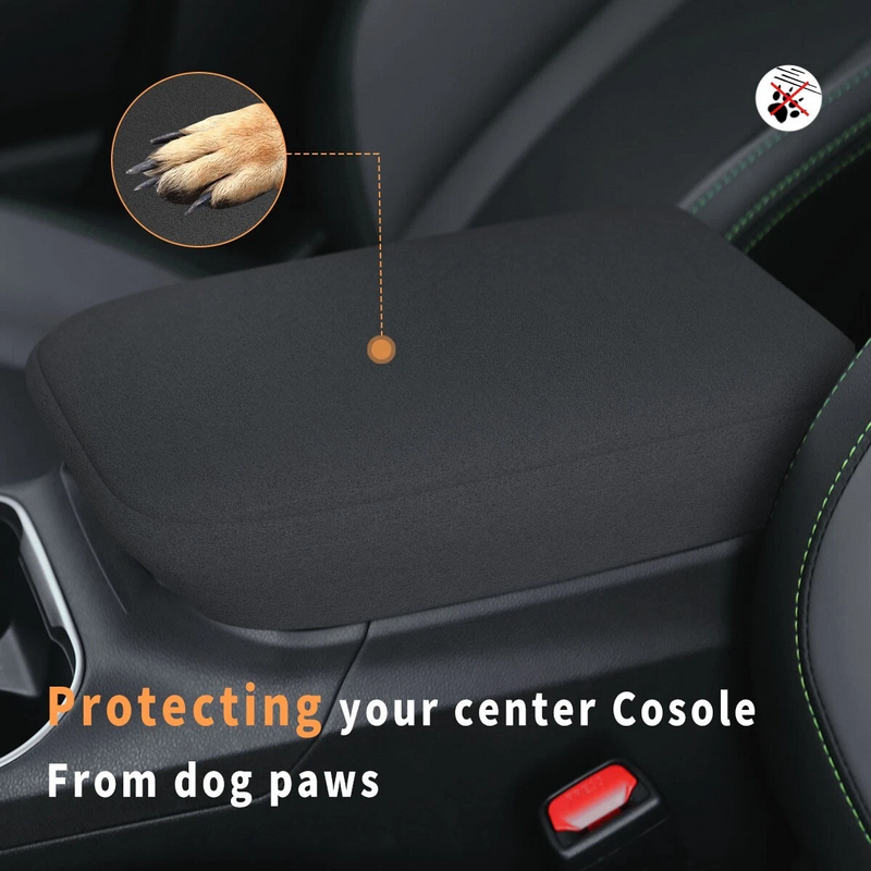 Subaru Outback armrest cover shielding console surface against pet claw scratch