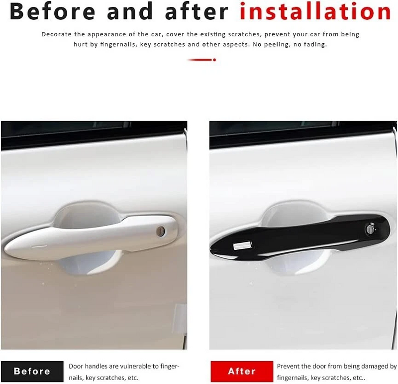 Before and after scratch protection comparison for Toyota smart key door handles