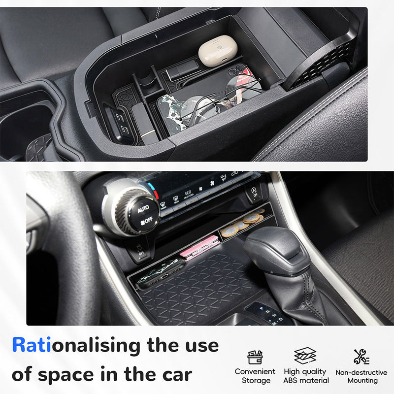 RAV4 anti-slip center console storage organizer keeps items tidy armrest storage organizer insert anti-slip mat 2019-2025