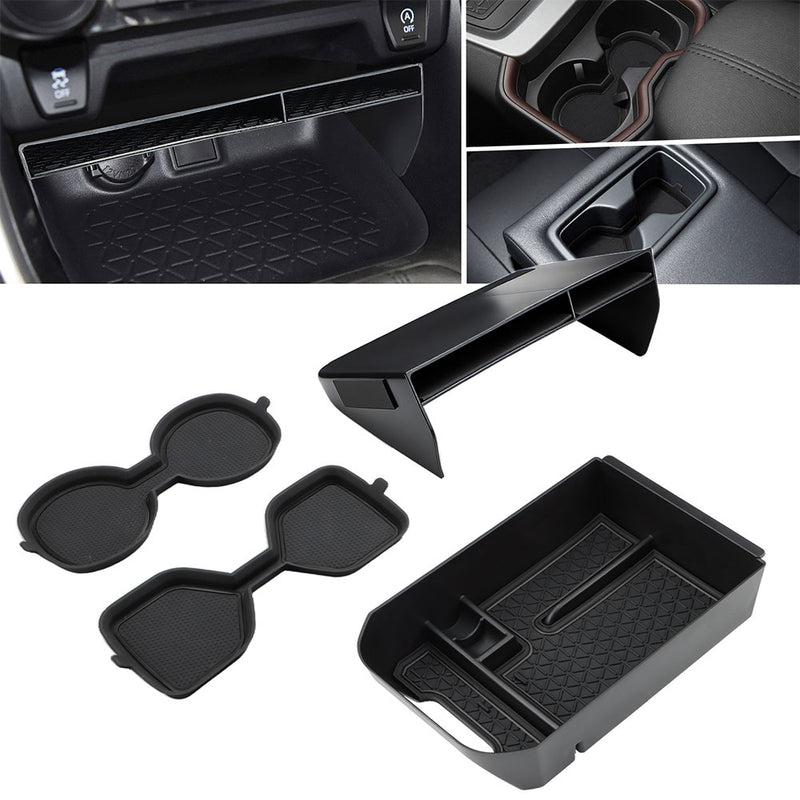 Toyota RAV4 center console organizer tray custom fit interior storage front cup holder insert silicone liner spill protection rear cup holder liner prevents spills and keeps interior clean 2019-2025